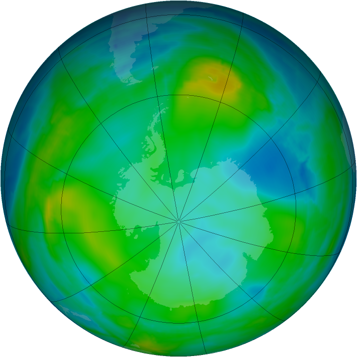 Antarctic ozone map for 10 July 2008